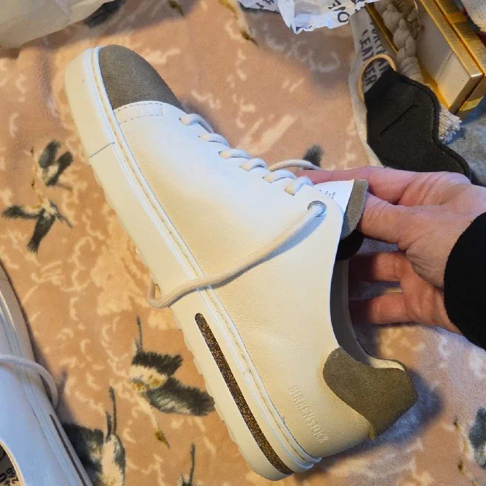 Birkenstock Cream and Gray Athletic Sneakers